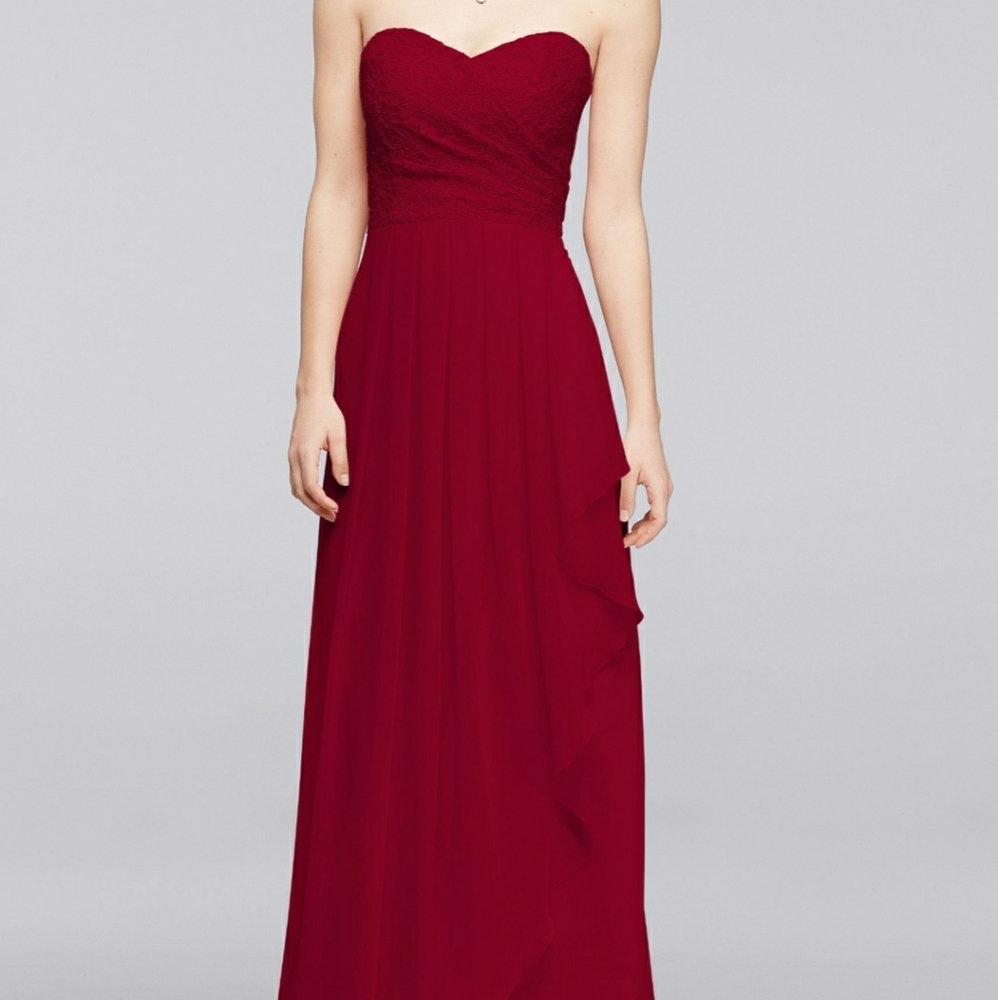 Long sweatheart bridesmaid ruffle dress